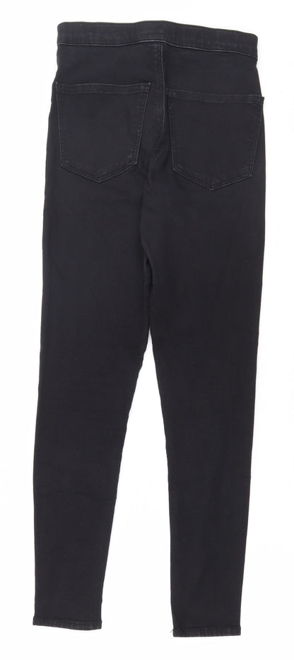 Topshop Womens Black  Cotton Skinny Jeans  L30 in Regular Zip