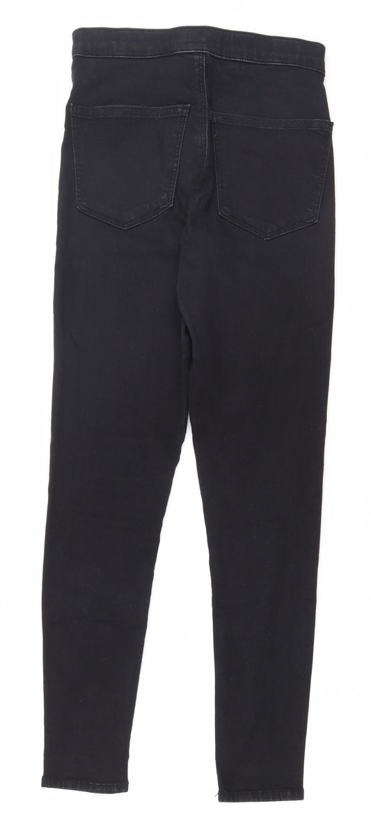 Topshop Womens Black  Cotton Skinny Jeans  L30 in Regular Zip