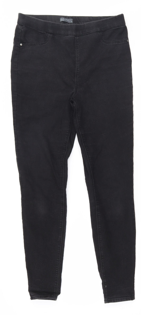 Womens UK Size 10 Papaya Regular Fit Jegging Black Trousers