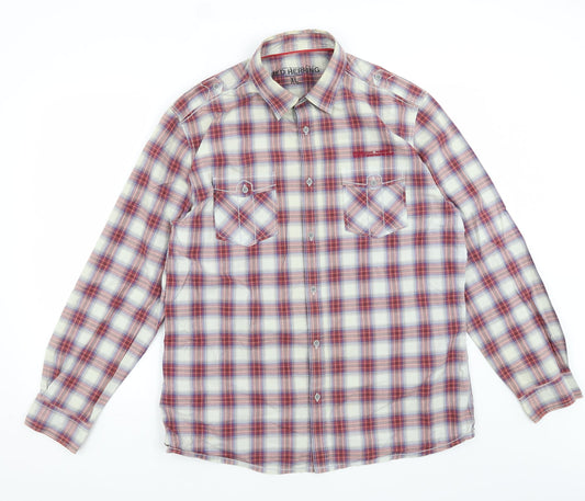 Red Herring Mens Red Plaid Cotton  Button-Up Size XL Collared