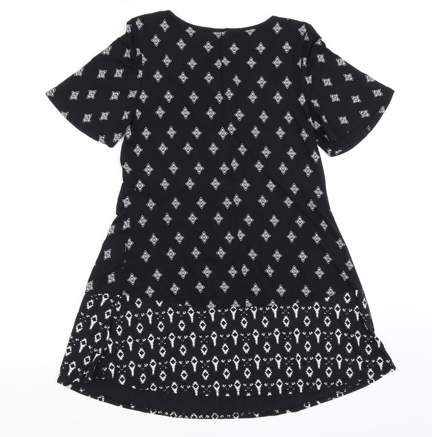 George Womens Black Paisley Viscose Mini  Size 10  Crew Neck