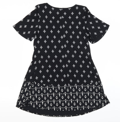 George Womens Black Paisley Viscose Mini  Size 10  Crew Neck