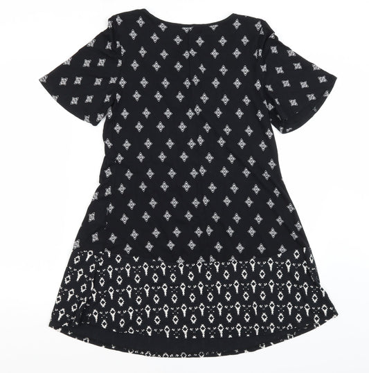 George Womens Black Paisley Viscose Mini  Size 10  Crew Neck