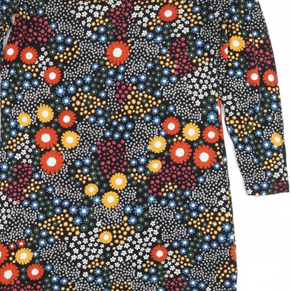 TU Womens Black Floral Viscose T-Shirt Dress  Size 8  Crew Neck