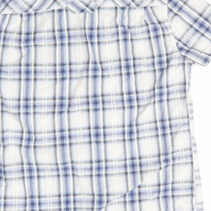 St George by Duffer Mens Blue Check Cotton  Button-Up Size M Collared  - Blue White Grey Check
