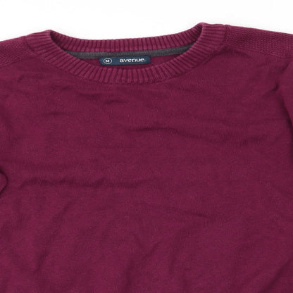 Avenue Mens Purple Round Neck  Cotton Pullover Jumper Size M   - Shoulder Detail Burgandy