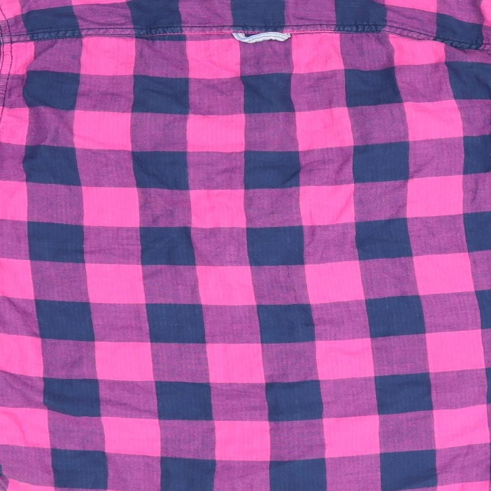 Abercombie kids Girls Pink Check Cotton Basic Button-Up Size XL Collared  - Blue & Pink Check and lined blue & white
