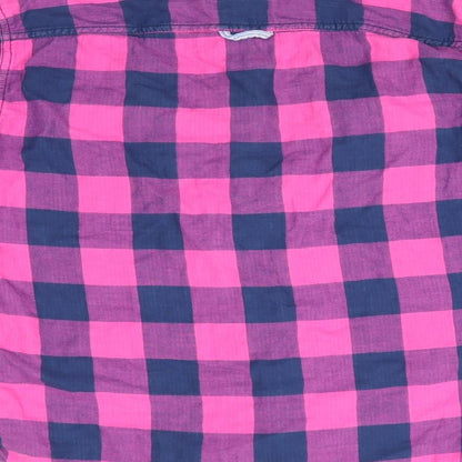 Abercombie kids Girls Pink Check Cotton Basic Button-Up Size XL Collared  - Blue & Pink Check and lined blue & white