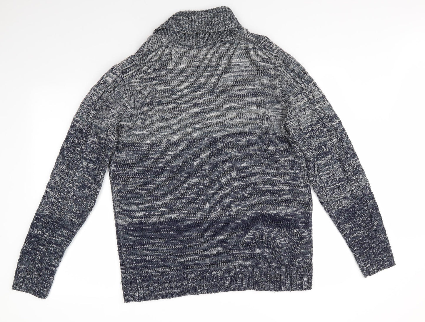 Cedar Wood State Mens Blue Collared   Pullover Jumper Size M   - Fade to Blue Teal Grey Mix