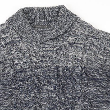 Cedar Wood State Mens Blue Collared   Pullover Jumper Size M   - Fade to Blue Teal Grey Mix