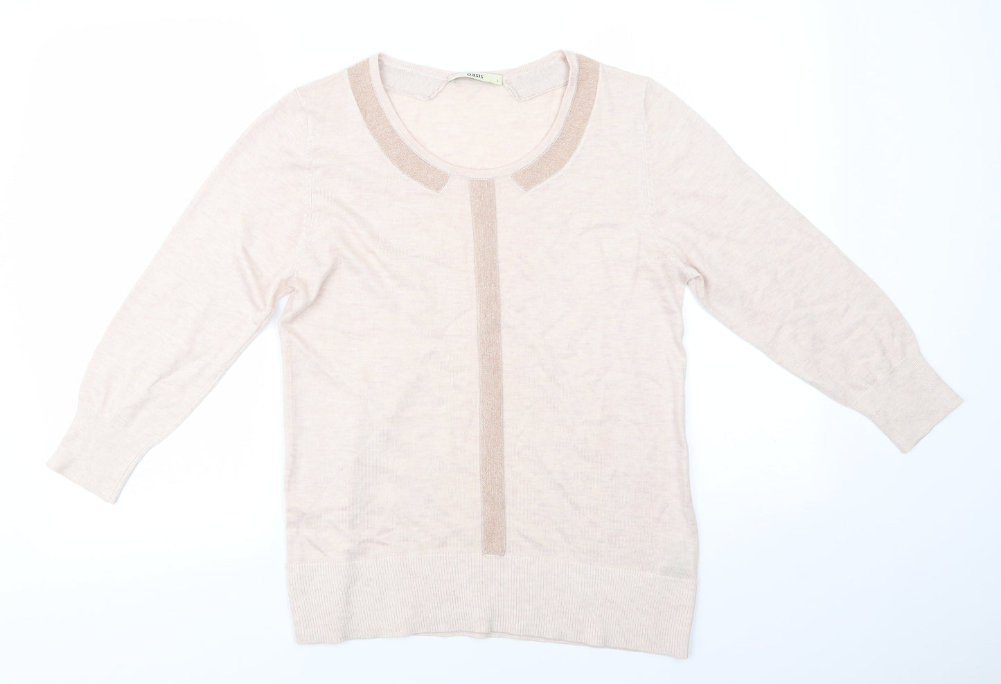 Womens UK Size L Oasis Beige Pullover Jumper