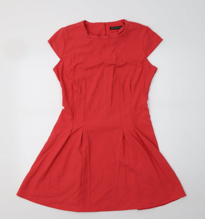 Definbitions Womens Red  Polyester Fit & Flare  Size 14  Round Neck