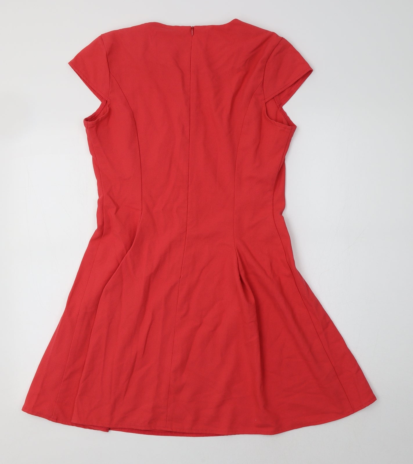 Definbitions Womens Red  Polyester Fit & Flare  Size 14  Round Neck
