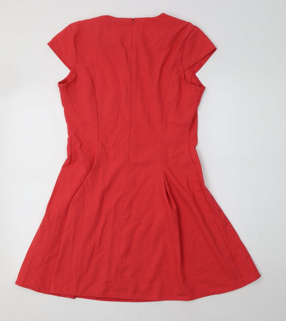Definbitions Womens Red  Polyester Fit & Flare  Size 14  Round Neck
