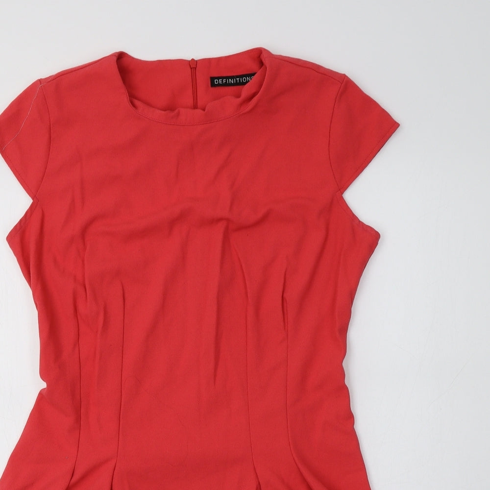 Definbitions Womens Red  Polyester Fit & Flare  Size 14  Round Neck