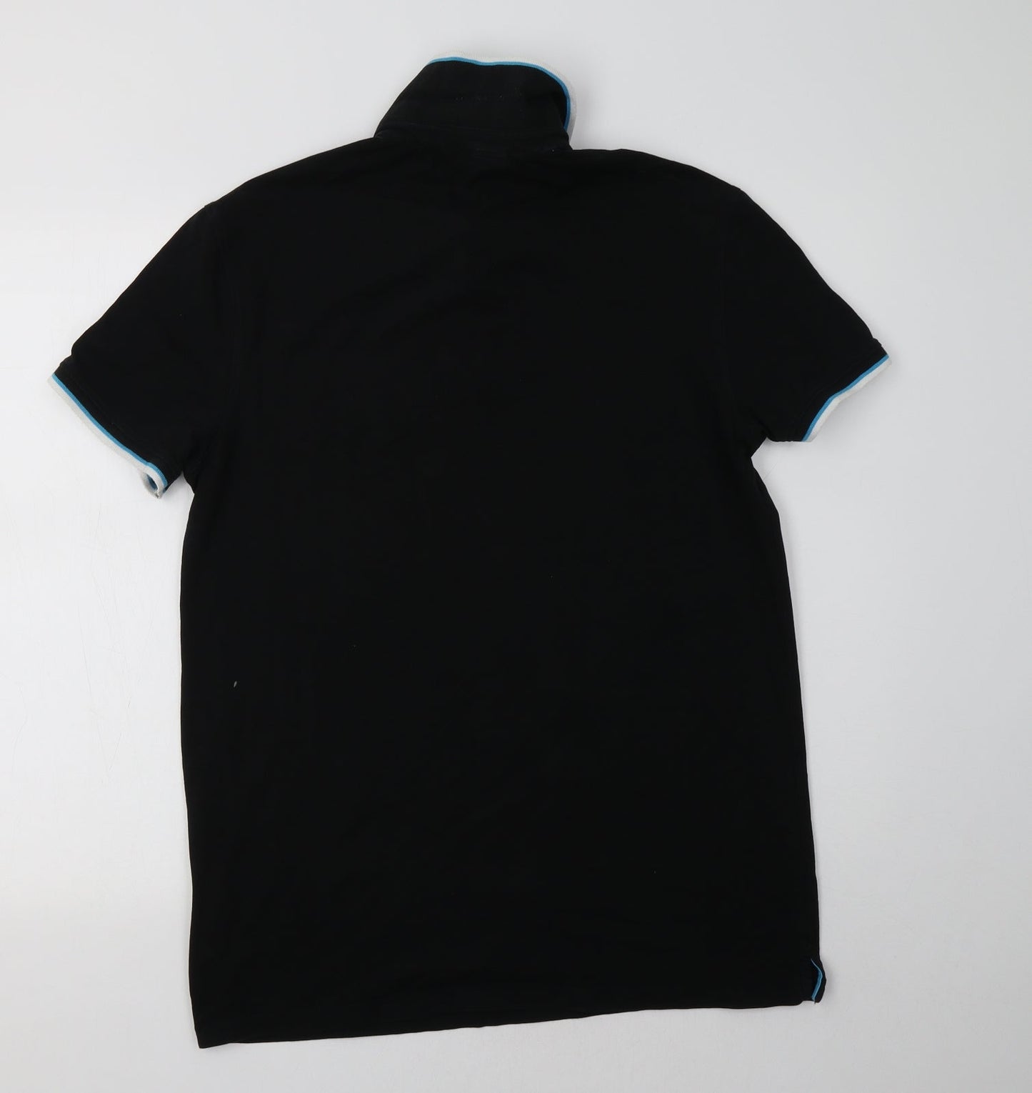 John Devin Mens Black  Cotton  Polo Size L Collared