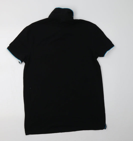 John Devin Mens Black  Cotton  Polo Size L Collared