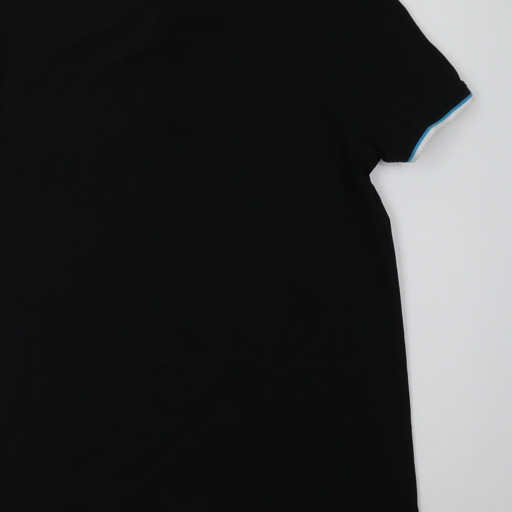 John Devin Mens Black  Cotton  Polo Size L Collared