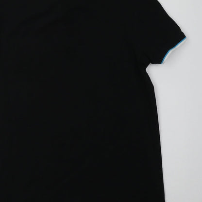 John Devin Mens Black  Cotton  Polo Size L Collared