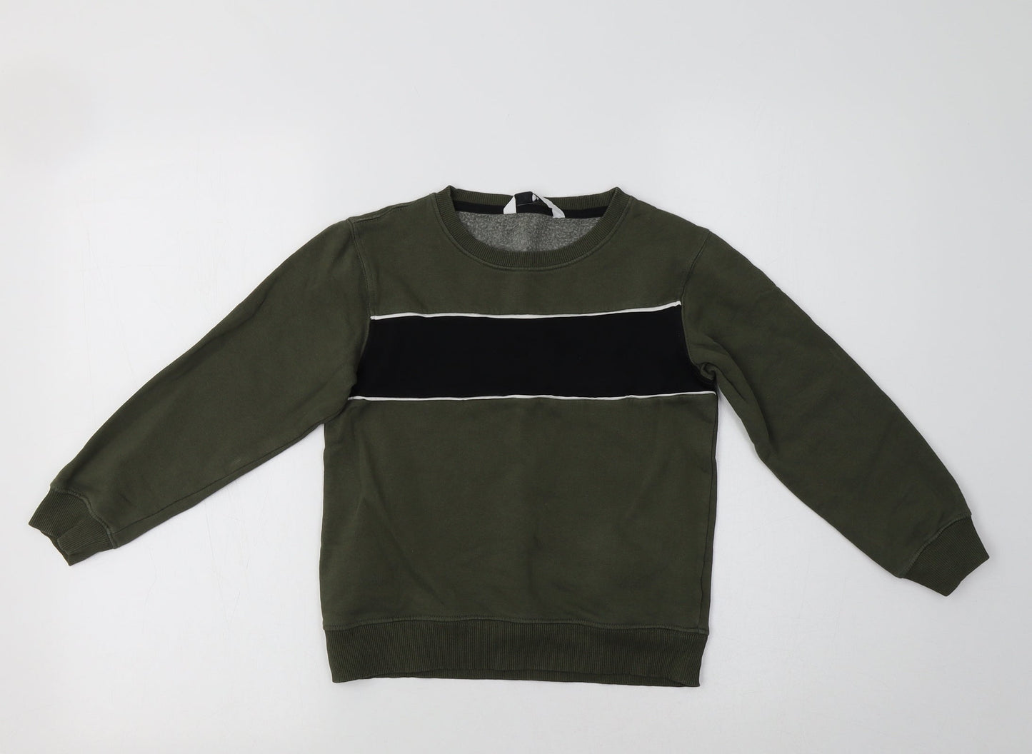 Very Boys Green Striped Cotton Pullover Sweatshirt Size 8 Years