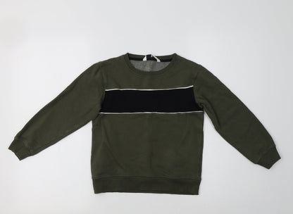 Very Boys Green Striped Cotton Pullover Sweatshirt Size 8 Years