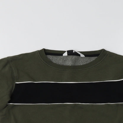 Very Boys Green Striped Cotton Pullover Sweatshirt Size 8 Years