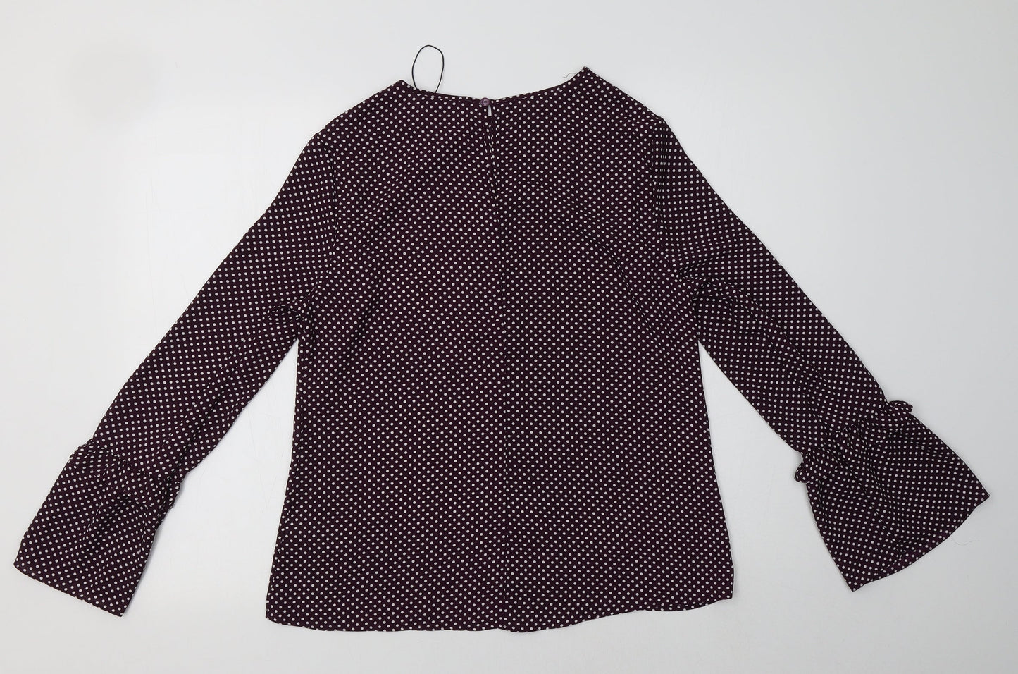 Primark Womens Purple Polka Dot Polyester Basic Blouse Size 12 Crew Neck