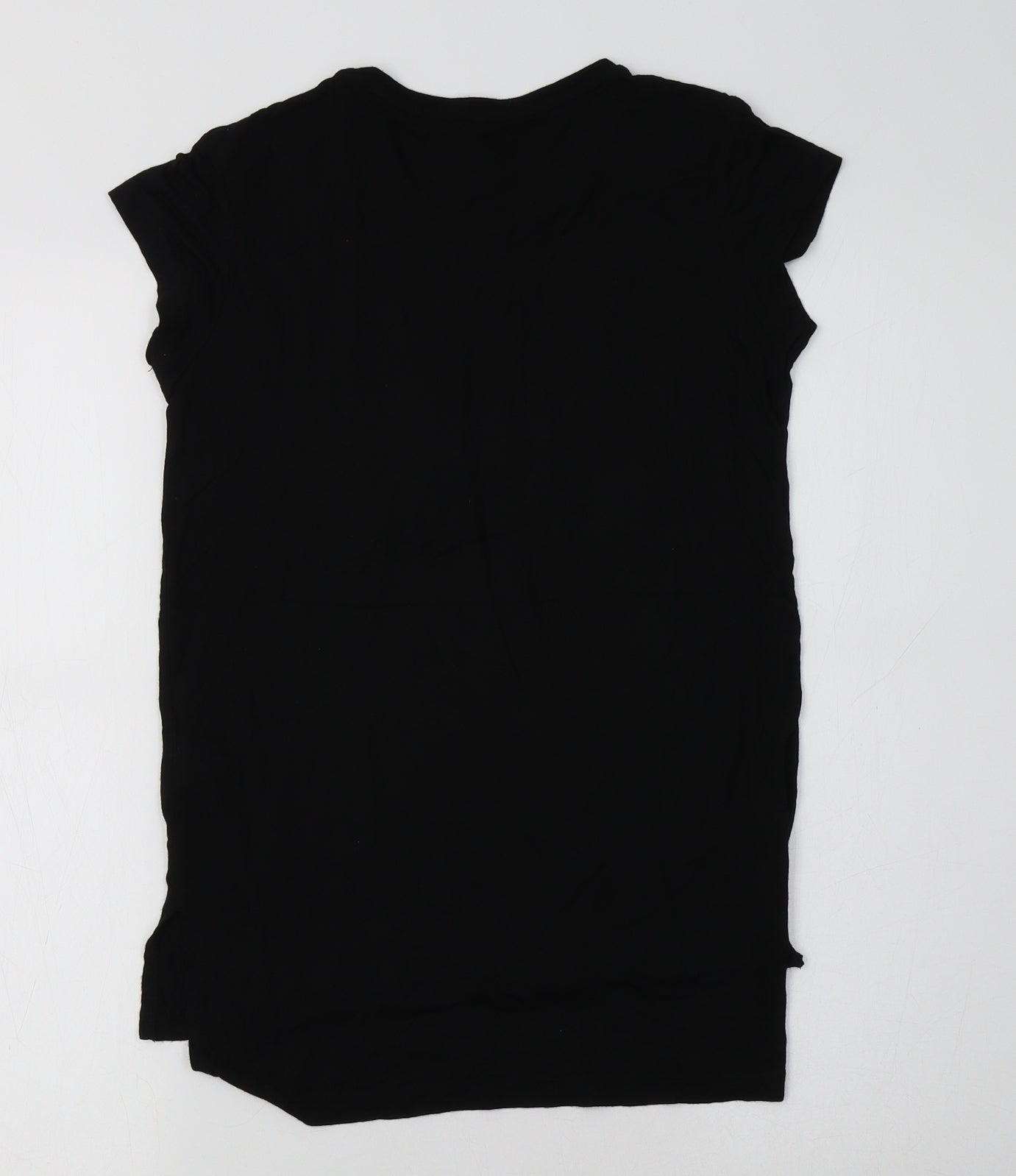 Primark Girls Black  Viscose Tunic T-Shirt Size 11-12 Years Crew Neck  - Heart
