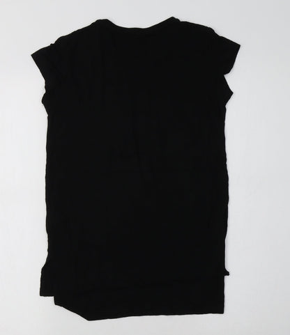 Primark Girls Black  Viscose Tunic T-Shirt Size 11-12 Years Crew Neck  - Heart