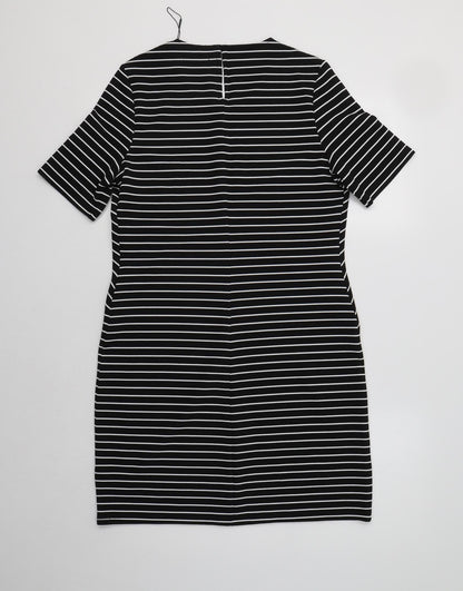 Papaya Womens Black Striped Polyester Bodycon  Size 10  Round Neck