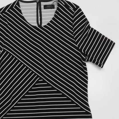 Papaya Womens Black Striped Polyester Bodycon  Size 10  Round Neck