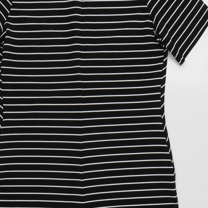Papaya Womens Black Striped Polyester Bodycon  Size 10  Round Neck