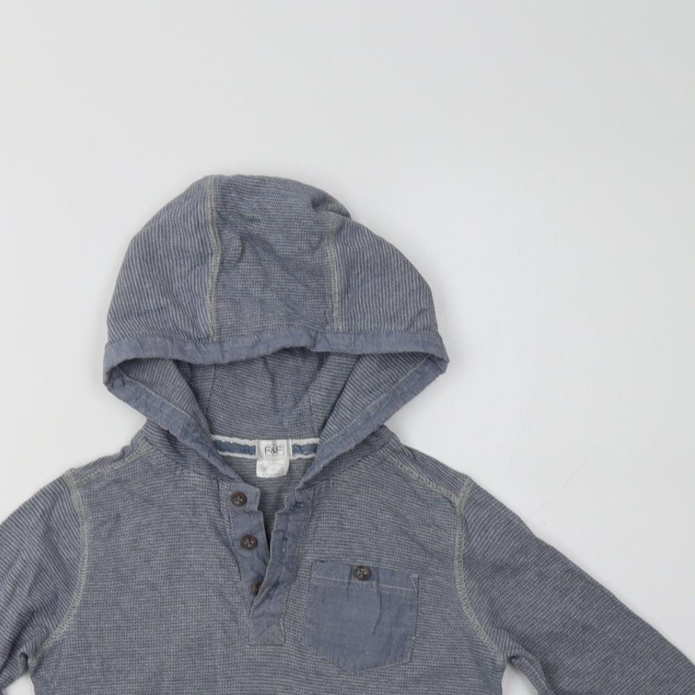 F&F Boys Blue  Cotton Pullover Hoodie Size 7-8 Years
