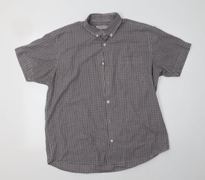 Primark Mens Grey Check Polyester  Button-Up Size XL Collared