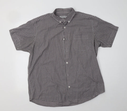 Primark Mens Grey Check Polyester  Button-Up Size XL Collared
