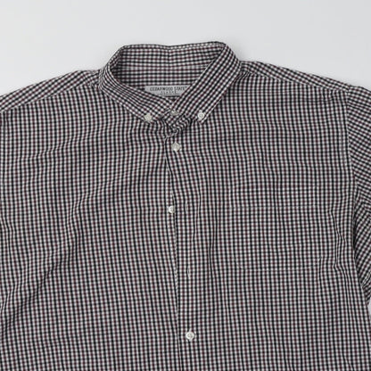 Primark Mens Grey Check Polyester  Button-Up Size XL Collared