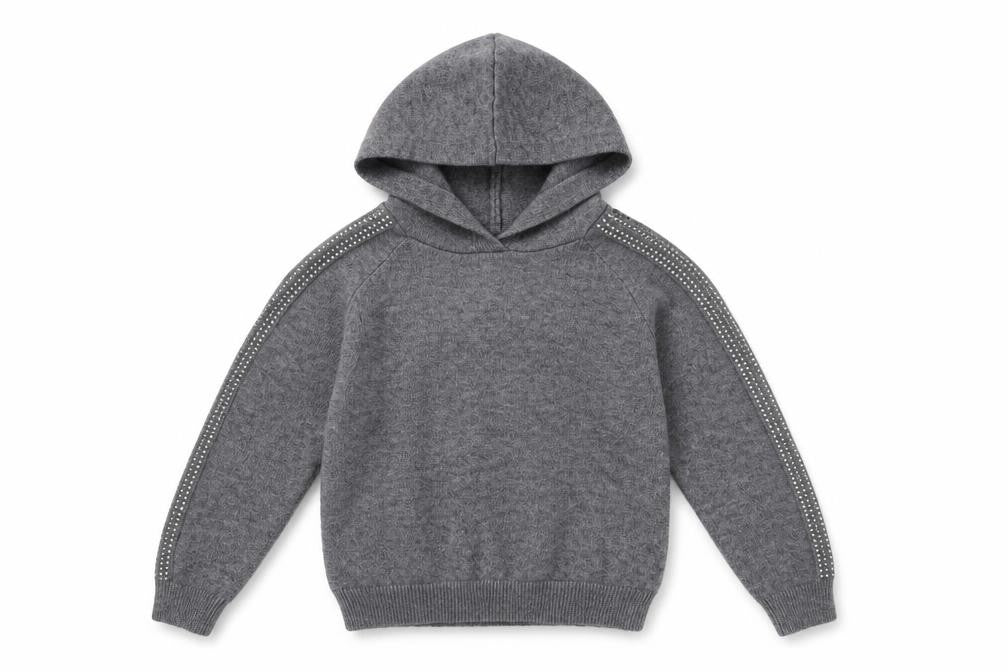 Front view of Primark girls’ grey viscose pullover hoodie, size 8-9, years