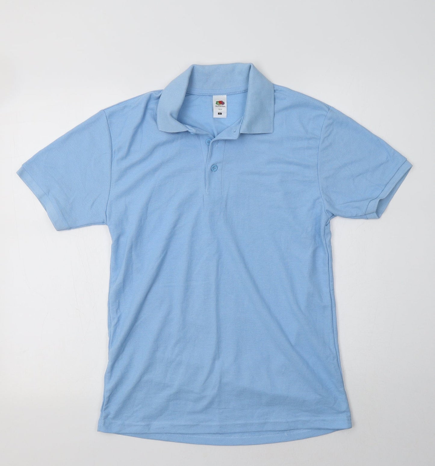 Fruit of the Loom Mens Blue  Polyester  Polo Size S Collared