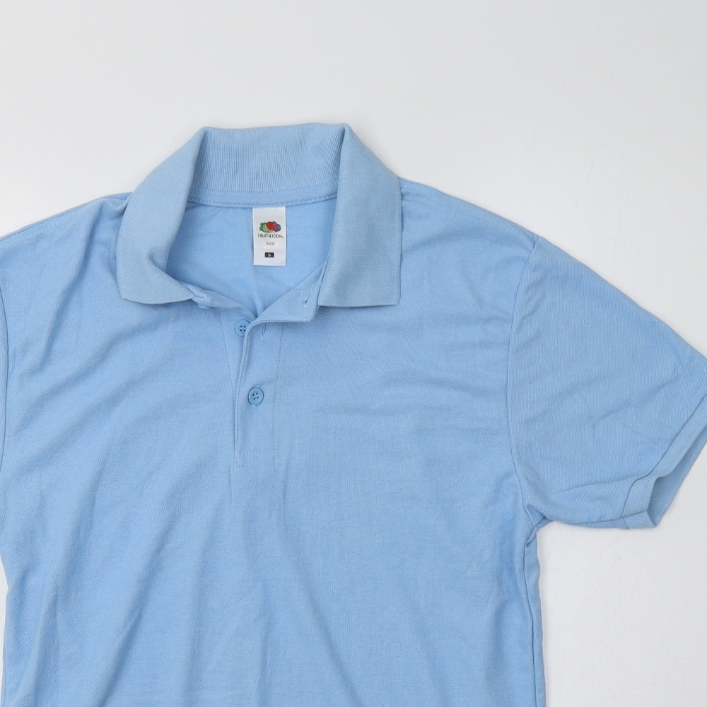 Fruit of the Loom Mens Blue  Polyester  Polo Size S Collared