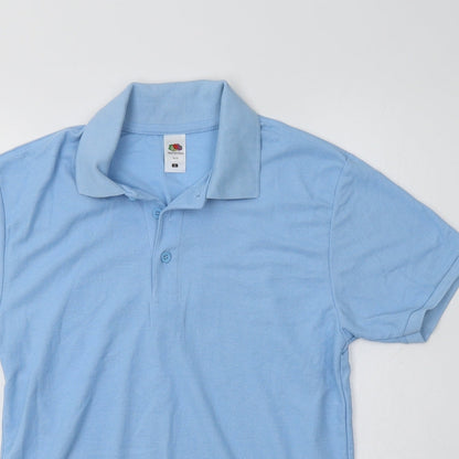 Fruit of the Loom Mens Blue  Polyester  Polo Size S Collared