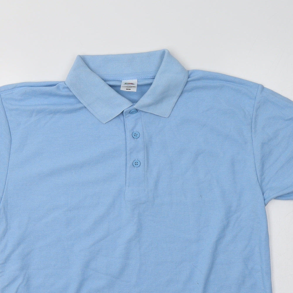 Fruit of the Loom Mens Blue  Polyester  Polo Size S Collared