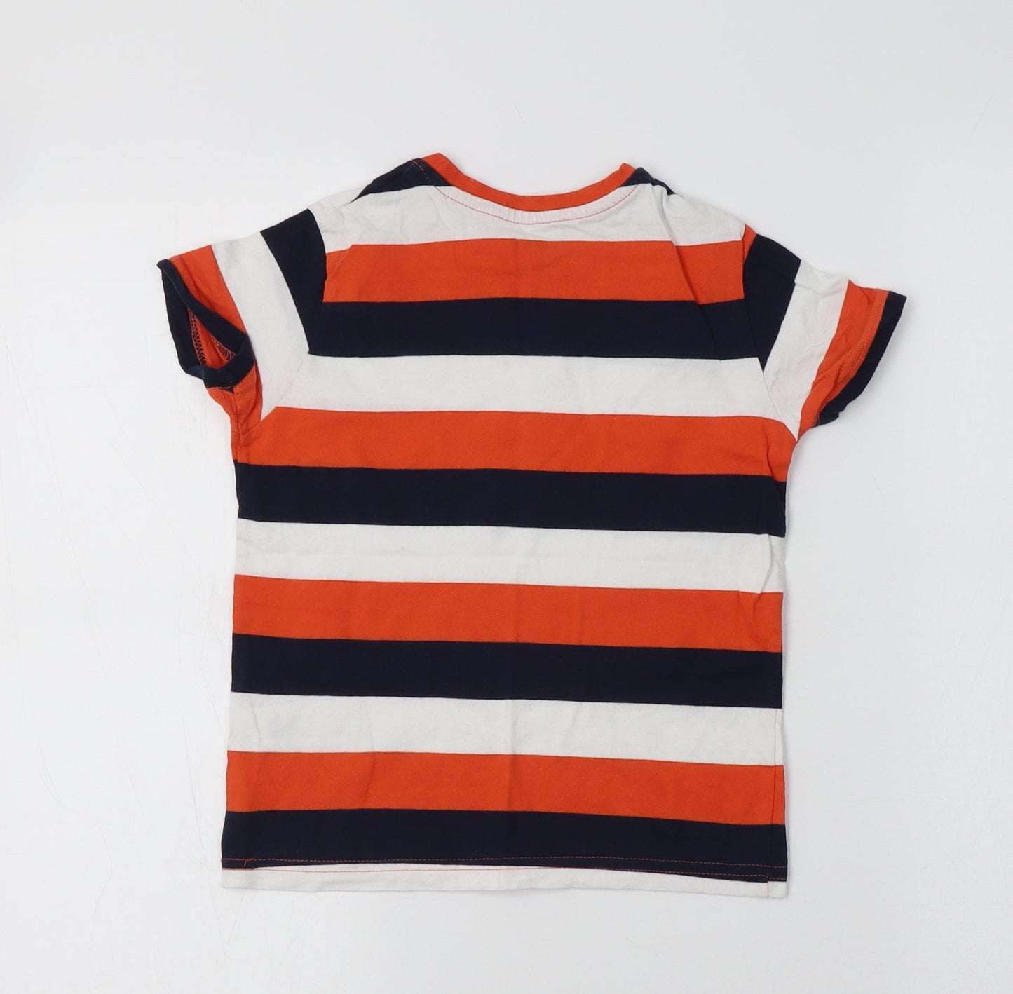Primark Girls Multicoloured Striped Cotton Basic T-Shirt Size 5-6 Years Crew Neck
