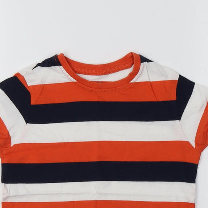 Primark Girls Multicoloured Striped Cotton Basic T-Shirt Size 5-6 Years Crew Neck