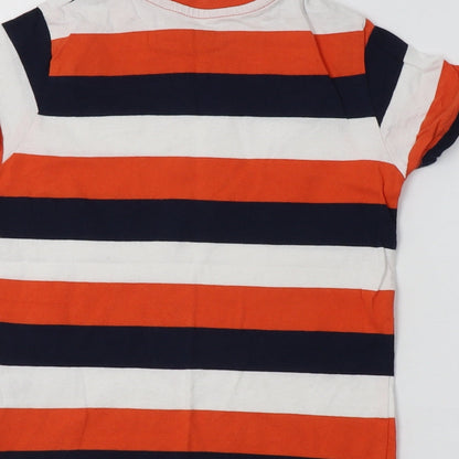 Primark Girls Multicoloured Striped Cotton Basic T-Shirt Size 5-6 Years Crew Neck