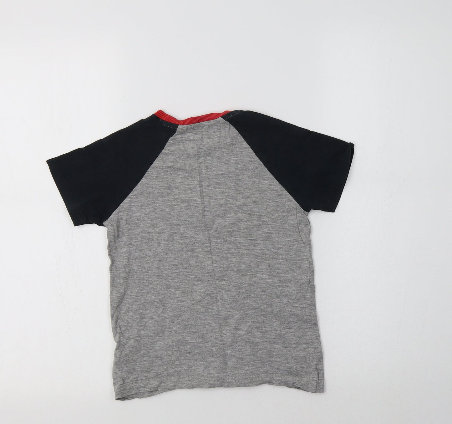 NEXT Boys Grey Colourblock Cotton Basic Polo Size 5 Years Crew Neck