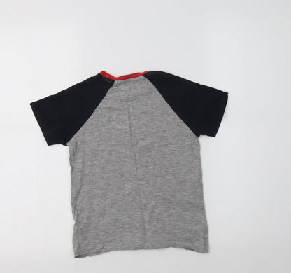 NEXT Boys Grey Colourblock Cotton Basic Polo Size 5 Years Crew Neck