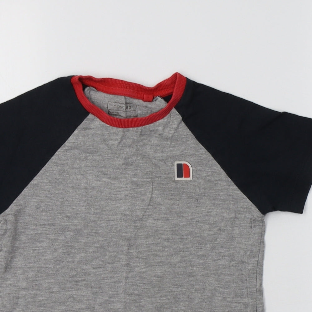 NEXT Boys Grey Colourblock Cotton Basic Polo Size 5 Years Crew Neck