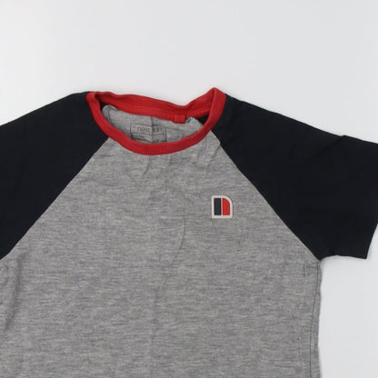 NEXT Boys Grey Colourblock Cotton Basic Polo Size 5 Years Crew Neck