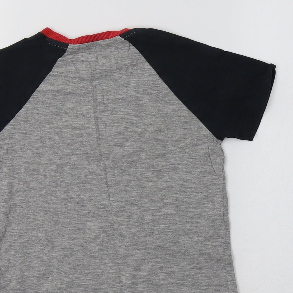 NEXT Boys Grey Colourblock Cotton Basic Polo Size 5 Years Crew Neck