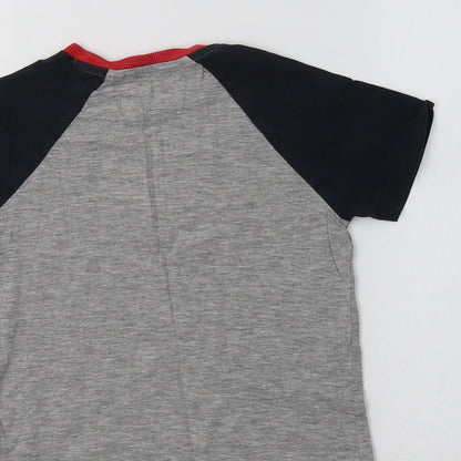 NEXT Boys Grey Colourblock Cotton Basic Polo Size 5 Years Crew Neck
